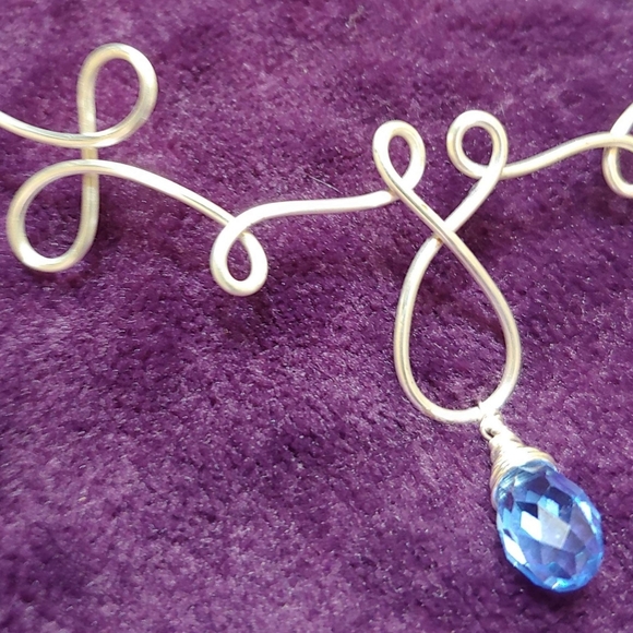 Silver & Blue Handmade Necklace 15" - Picture 4 of 4